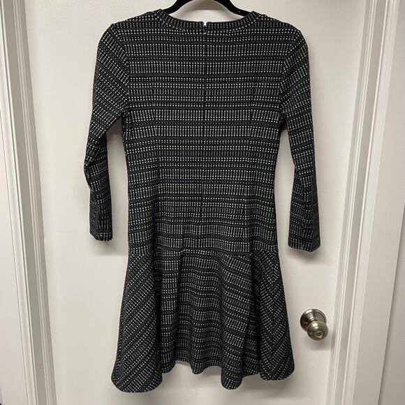 Ann Taylor LOFT Black White Textured Drop Waist Thick Dress XS Extra Small - Picture 2 of 8